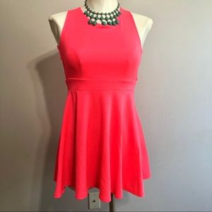 Neon bright pink dress with back cross cross strap